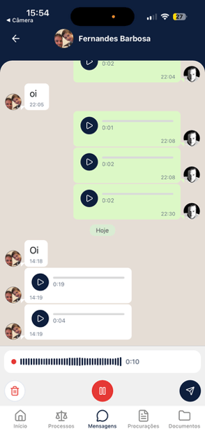 Tela do Elo Juris demonstrando Chat integrado