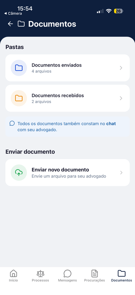 Tela do Elo Juris demonstrando Envio de documentos