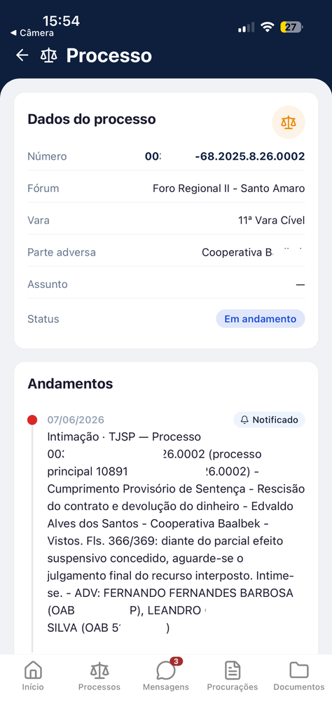 Tela do Elo Juris demonstrando Acompanhamento processual